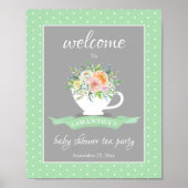 Elegantes florales Teacup Baby Dusche Tee Party Poster (Vorne)
