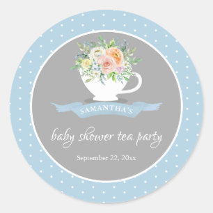Elegantes florales Teacup Baby Dusche Tee Party Runder Aufkleber
