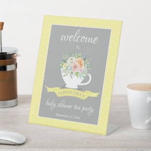 Elegantes florales Teacup Baby Dusche Tee Party Sockelschild