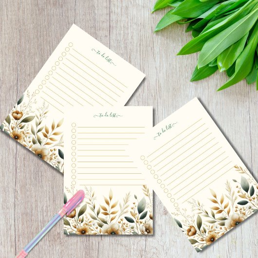 Elegantes, florales To-Do-List-Notepad Post-it Klebezettel