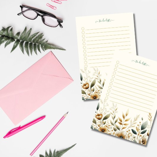 Elegantes, florales To-Do-List-Notepad Post-it Klebezettel