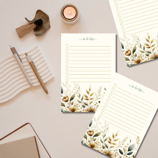 Elegantes, florales To-Do-List-Notepad Post-it Klebezettel