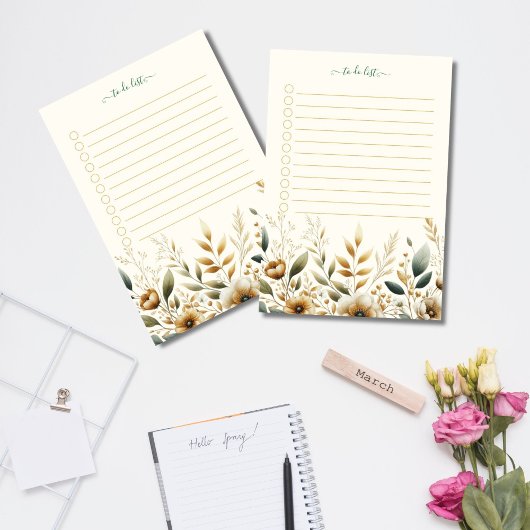 Elegantes, florales To-Do-List-Notepad Post-it Klebezettel
