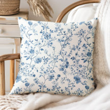 Elegantes florales Toile Blau Weiß im Vintage-Stil