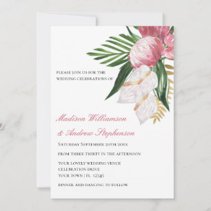 Elegantes florales tropisches Paradies-Hochzeit Einladung
