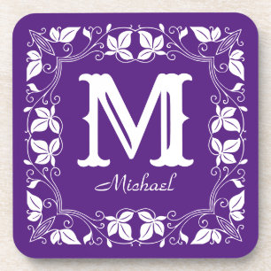 Elegantes florales Vintage-Monogramm mit individue Getränkeuntersetzer