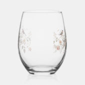 Elegantes florales Vogel Monogramm Schriftzug Brau Weinglas Ohne Stiel (Links)