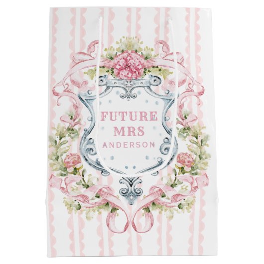 Elegantes florales Wappen | Frau Future Mittlere Geschenktüte (Rückseite)
