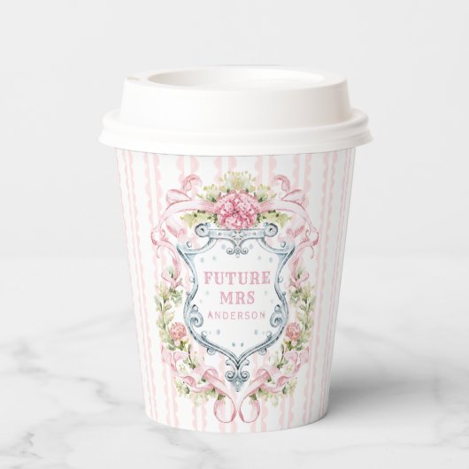 Elegantes florales Wappen | Frau Future Pappbecher (Rückseite)