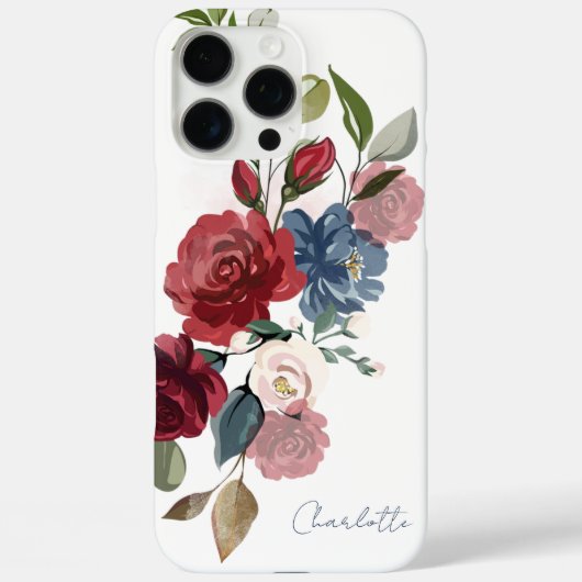 Elegantes florales Wasserfarbe-Script personalisie Case-Mate iPhone Hülle (Rückseite)