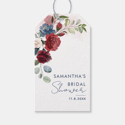 Elegantes florales Wasserfarbe-Skript-Brautabschie Geschenkanhänger (Vorderseite)