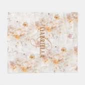 Elegantes florales Wasserfarben-Einzelmonogramm Fleecedecke (Vorderseite (Horizontal))