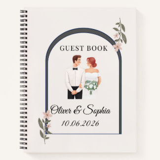 Elegantes Florales Wasserfarben-Hochzeitsgästebuch Notizblock