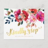 Elegantes florales Wasserfarben Weißes Gold Hochze Einladungspostkarte (Vorderseite)