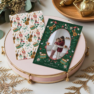 Elegantes florales Weihnachtsnussknacker-Ballett-F Feiertagskarte