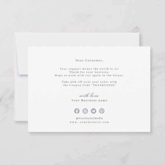 Elegantes, floralistisches Geschäft Dankeskarte (Rückseite)