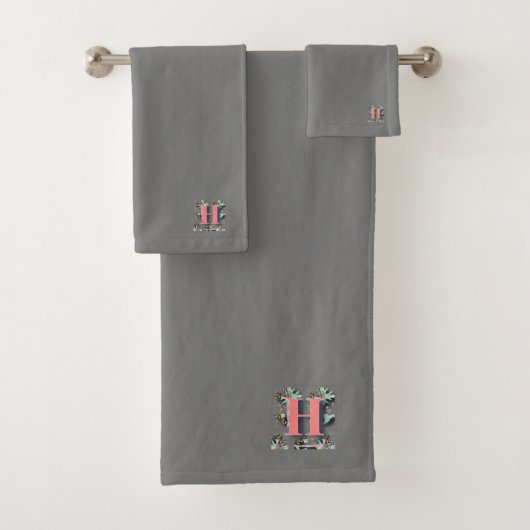 ELEGANTES FLORALMONOGRAMM INITITIV H BADHANDTUCH SET (Insitu)