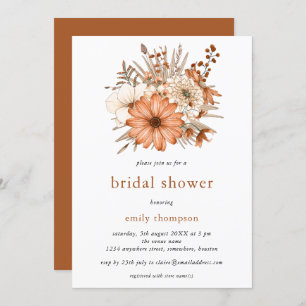 Elegantes Florals Herbst-Brautparty Einladung