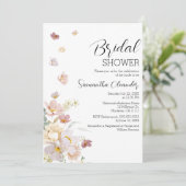 Elegantes Florals Wildblumen Brautparty Einladung (Stehend Vorderseite)