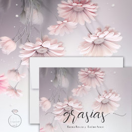 Elegantes flores de margarita rosa 2 dankeskarte