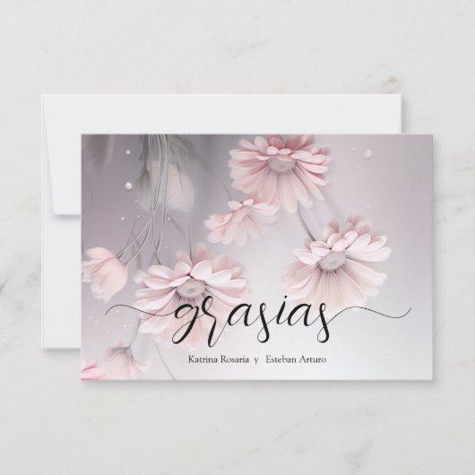 Elegantes flores de margarita rosa 2 dankeskarte (Vorderseite)