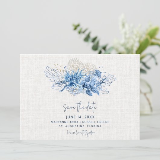 Elegantes Florida Beach Wedding Foto Save the Date (Stehend Vorderseite)