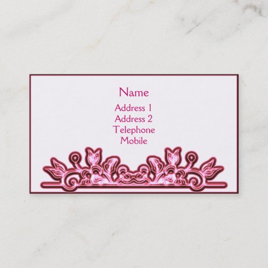 Elegantes Florish in den Rosa - Visitenkarte (Vorderseite)
