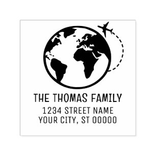 Elegantes Flugzeug Earth World Globe Kartenname Ad Permastempel
