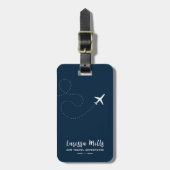 Elegantes Flugzeug mit gepunkteter Strecke Gepäckanhänger (Vorderseite vertikal)