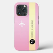 Elegantes Flugzeug, rosa Goldmetall mit Monogramm Case-Mate iPhone Hülle (Rückseite)