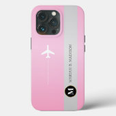 Elegantes Flugzeug, rosa Goldmetall mit Monogramm Case-Mate iPhone Hülle (Rückseite)