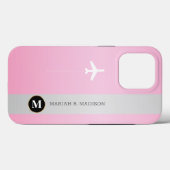 Elegantes Flugzeug, rosa Goldmetall mit Monogramm Case-Mate iPhone Hülle (Rückseite (Horizontal))