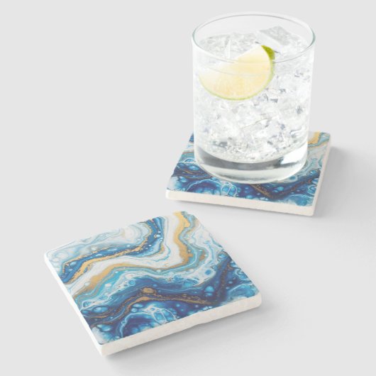 Elegantes Fluid Art Decorative Fliesen - Abstrakt Steinuntersetzer (Seitenansicht)