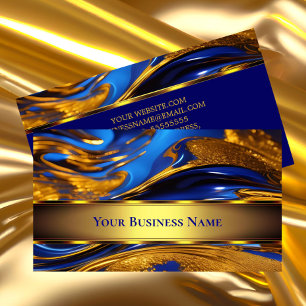 Elegantes flüssiges Gold Königlich Blau Abstrakt  Visitenkarte
