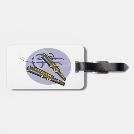 Elegantes flute Duet Musikinstrument Gepäckanhänger (Rückseite horizontal)