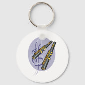 Elegantes flute Duet Musikinstrument Schlüsselanhänger (Rückseite)