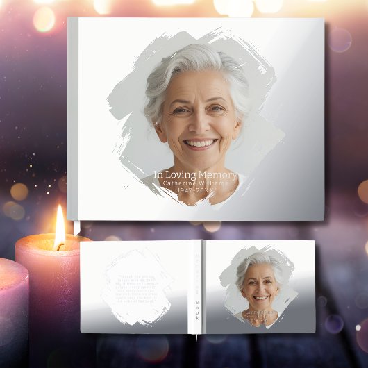 Elegantes Foil Funeral Gästebuch Foto Gedächtnis