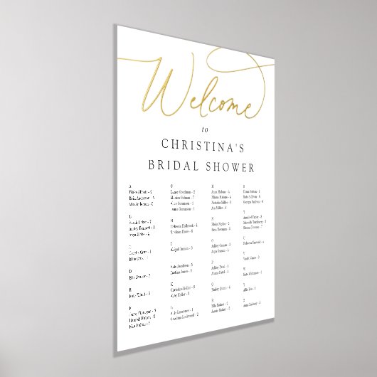 Elegantes Foil Script Alphabetisches Seating Chart Foliendrucke (Ablage )