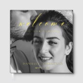 Elegantes Foil Script Willkommen bei unserer ewige Gästebuch (Vorderseite)