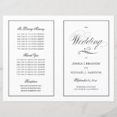 Elegantes Folding Wedding Program Black Border (Vorderseite)