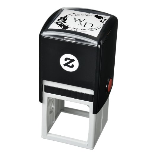 Elegantes Foliage-Doppelring-Monogramm Permastempel (Produkt)