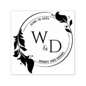 Elegantes Foliage-Doppelring-Monogramm Permastempel (Design)