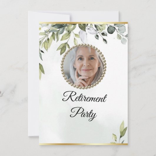 Elegantes Foliage Eucalyptus Retirement-Party Einladung (Rückseite)
