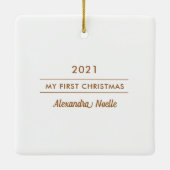 Elegantes Foliage Frame Erstes Weihnachtsrost-Foto Keramikornament (Rückseite)