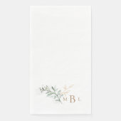 Elegantes Foliage Gold Monogramm Serviette (Vorderseite)