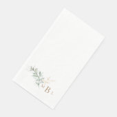 Elegantes Foliage Gold Monogramm Serviette (Ecke)