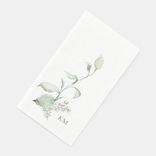 Elegantes Foliage Gray Monogram II Serviette (Ecke)