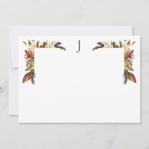 Elegantes Foliage Green Gold Monogramm Dankeskarte
