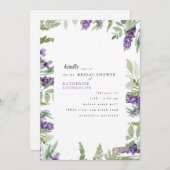 Elegantes Foliage & Lavender Brautparty Einladung (Vorne/Hinten)