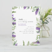 Elegantes Foliage & Lavender Brautparty gerundet Einladung (Stehend Vorderseite)
